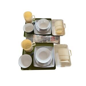 Vintage Ozark Airlines Serviceware Jet Liner Lot Trays Mugs Bowls Flatware READ